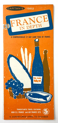 1962 Cartan's Tours France In Depth Map Cruises Jets Vintage Travel Brochure