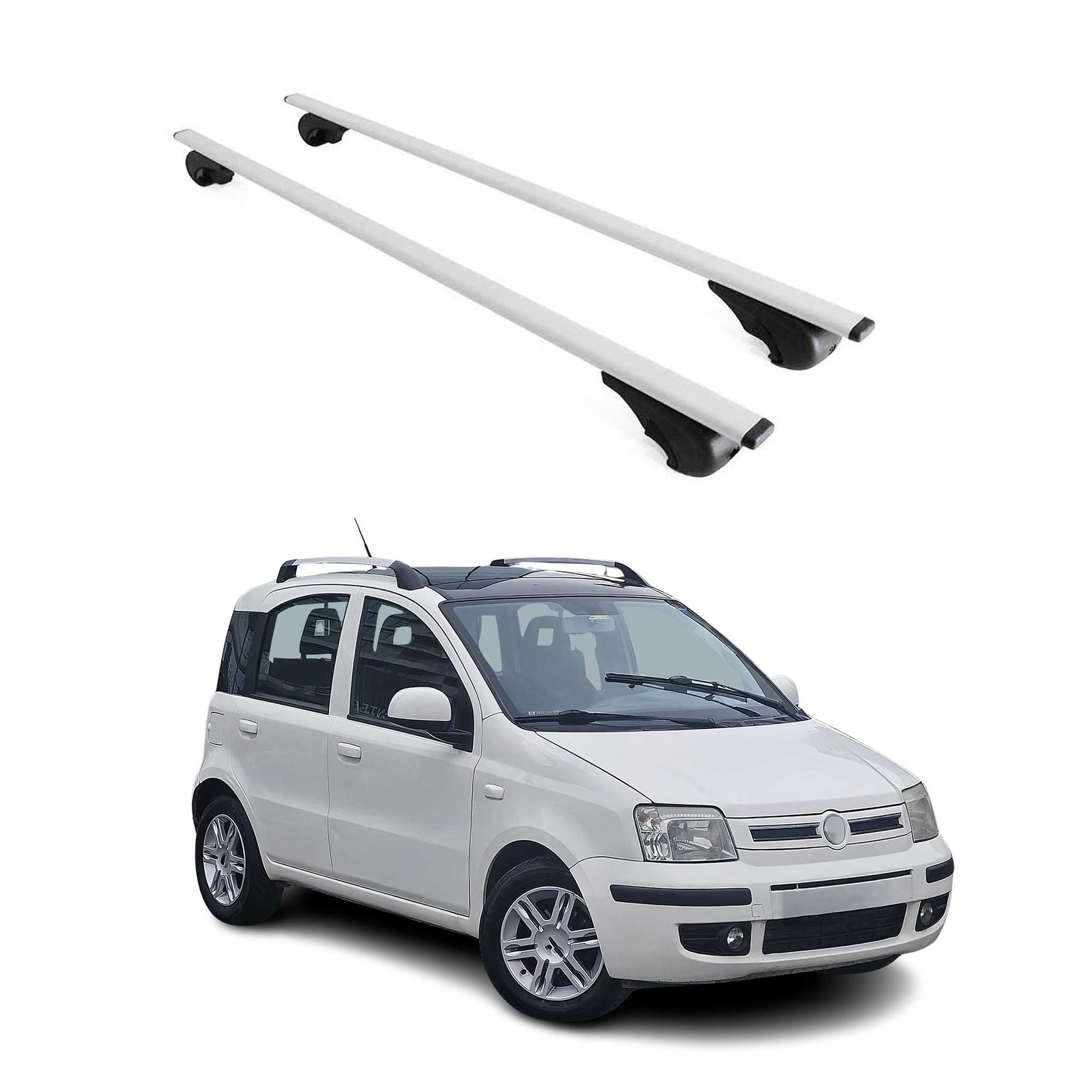 Barres de toit transversales Fiat Panda 2011-2026 fer argent galerie de toit