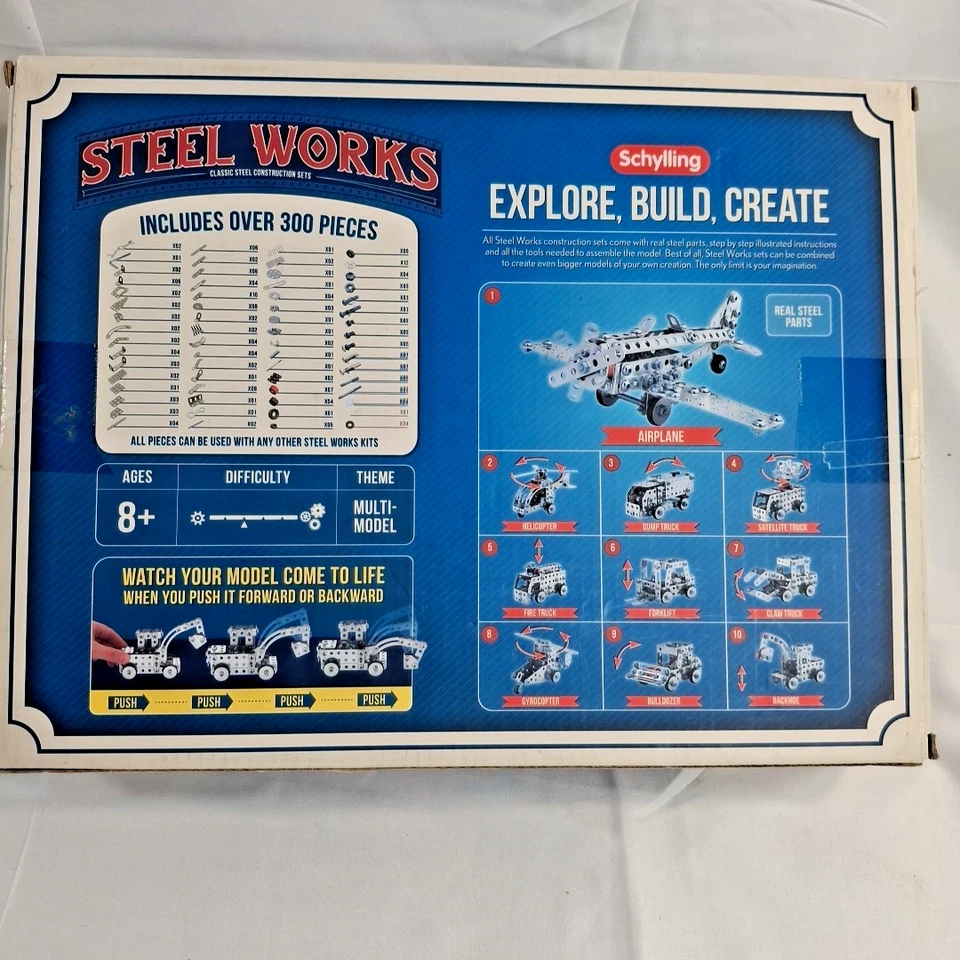 Schylling Steel Works Mechanical Mutil-Model Set Classic Construction 300 Pc - Image 2 of 4