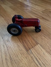 Antique 5" Arcade Toys Original Cast Iron Red Oliver Row Crop Tractor W/ Farmer