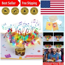 3D Musical Birthday Popup Card with LED Light Candle - A Magical Surprise