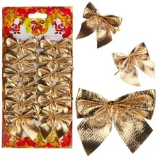 B&Ouml;GEN 12TLG GOLD GLITTER WEIHNACHTSBAUM DEKORATIV B&Ouml;GEN SET