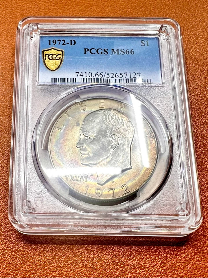 Eisenhower Dollar 1972-D PCGS MS66 - Strong Neon Rim Toning Obv. & Rev. - Image 3 of 4