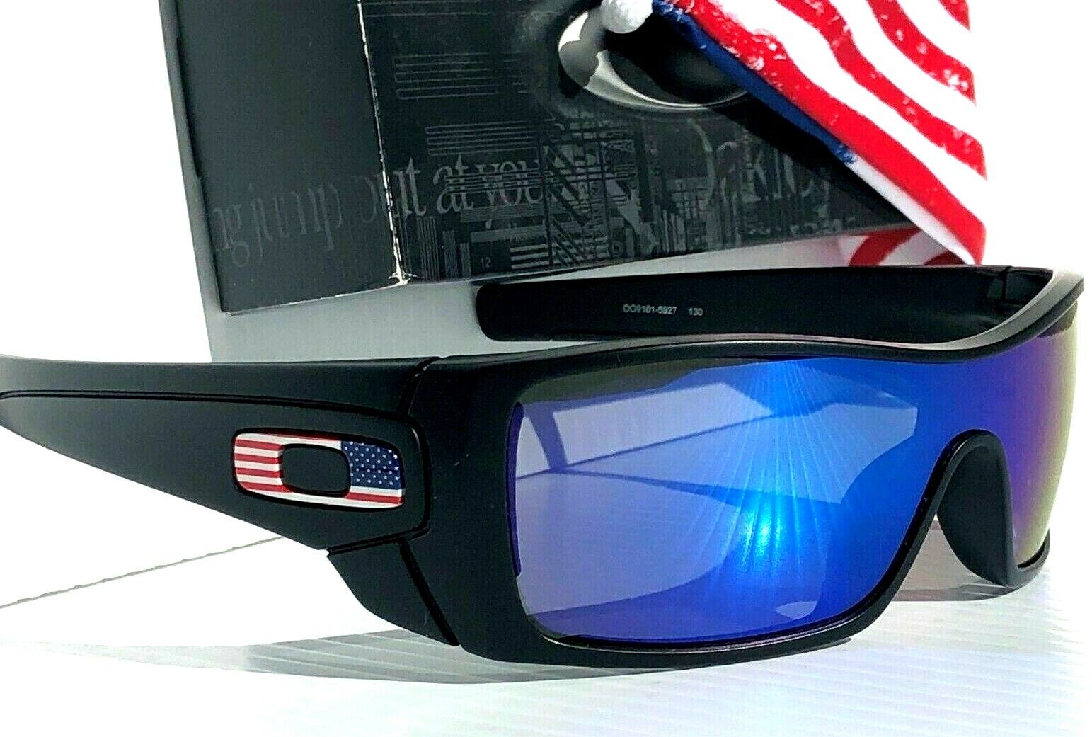 NEW Oakley BATWOLF Black Matte USA Flag POLARIZED Galaxy Blue Sunglass  9101-59 | eBay