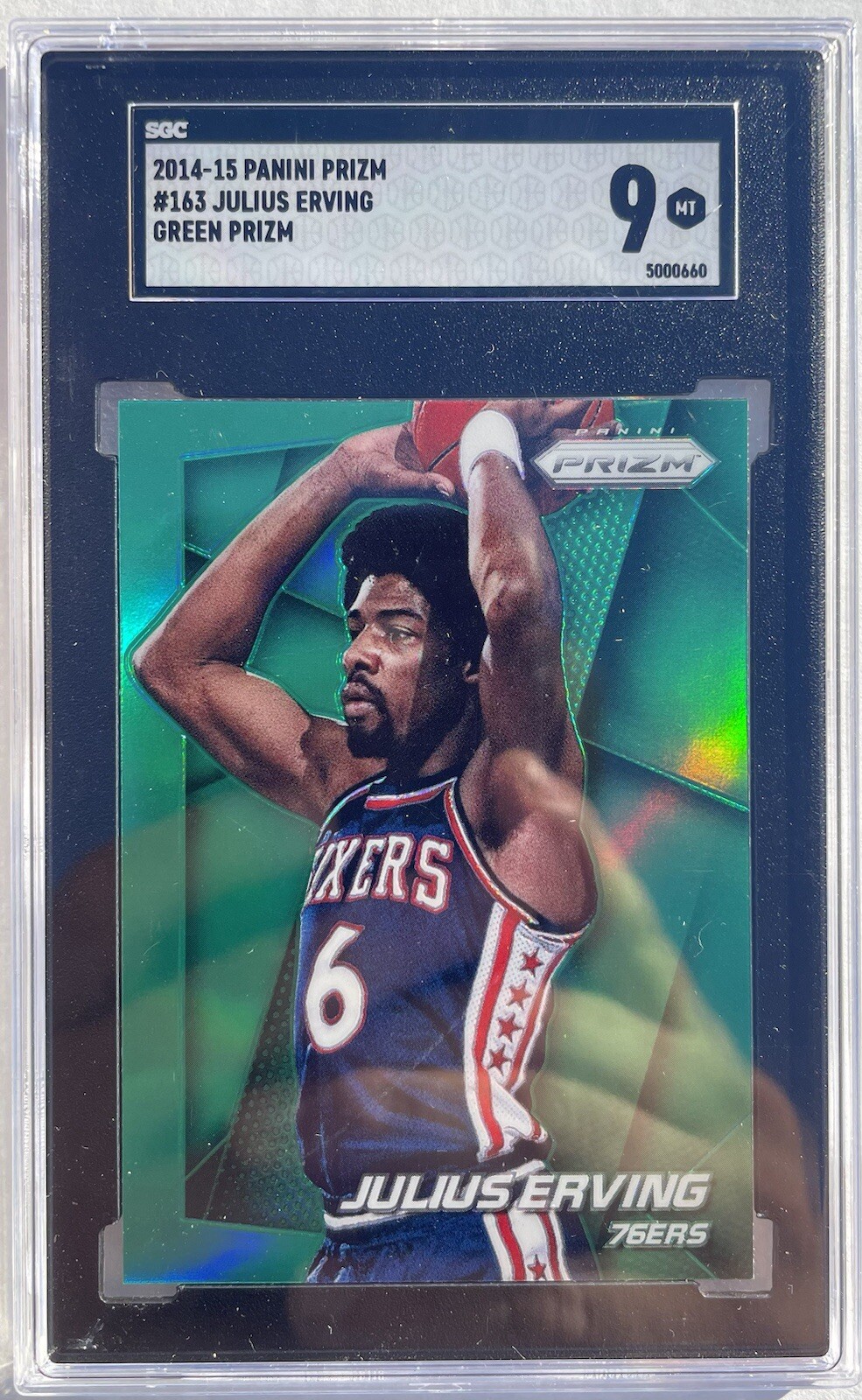 Julius Erving 2014 Panini Prizm Green Prizm #163 SGC 9