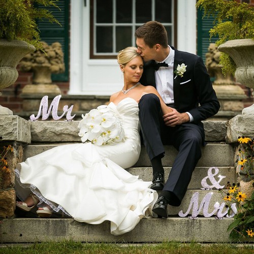 Madera Mr & Frau adornos hombre novia adornos de boda cartel de boda - Imagen 4 de 6