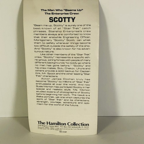 Star Trek Collectors Scotty Montgomery Plate Enterprise 1983 Hamilton Ernst 4th - Picture 10 of 10