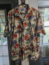 RJC Hawaiian Shirt Short Sleeve 2XL Made in USA Style Hot Rod