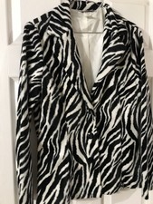 Vintage Finesse Zebra Print Jacket Blazer Sz L Animal Print Faux Fur Usa Made