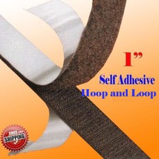 1" x 5 Yards 15 FT Black Self Adhesive Hook and Loop 25mm Sticky On Tape