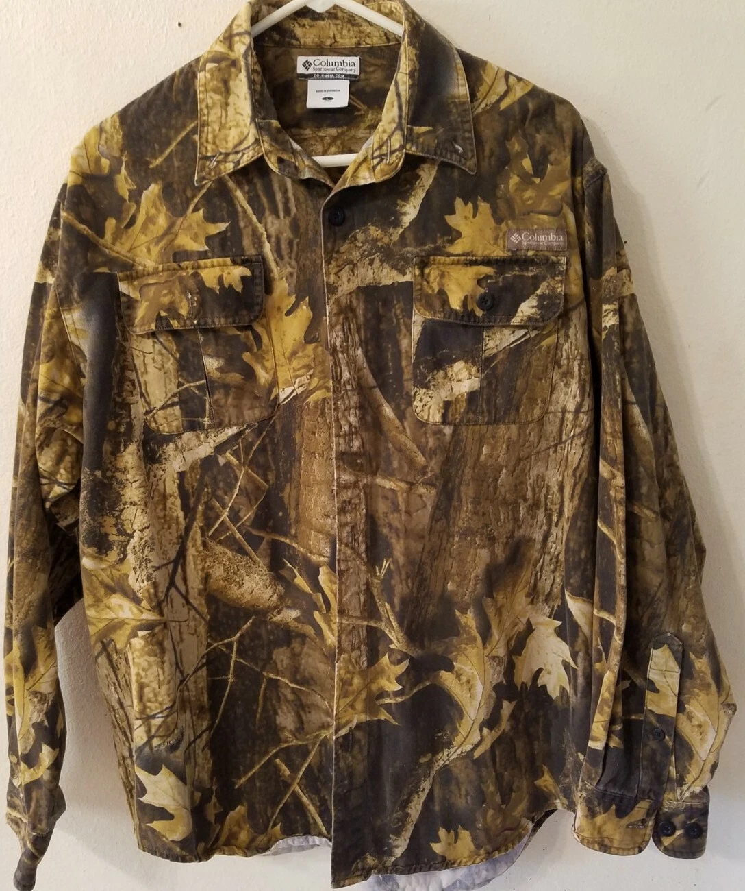 Columbia Camp Shirt Men L Brown Sportswear button up Outdoor Hunting #387