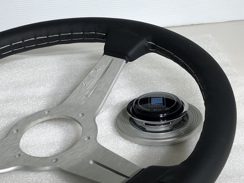 NARDI N342 Classic Leather 340φ Black Leather Silver Spoke