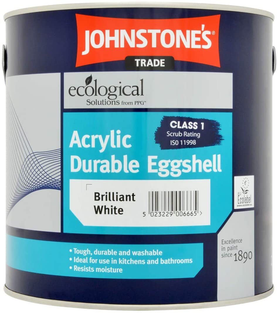 Johnstone’s Trade Acrylic Durable Eggshell – Brilliant White – 2.5 Litres