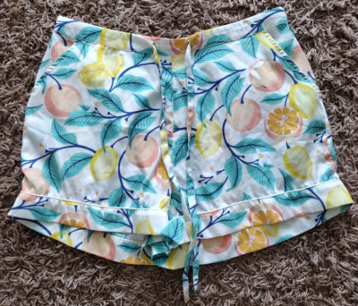 Tabitha Webb Citrus Lemons Pockets Polyester Sleep/Lounge Shorts Size Medium