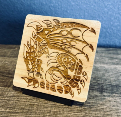 Monster Hunter Game Pine Wood Coaster, 20+ Monsters Available