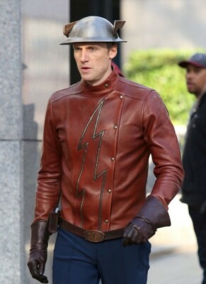 Men's Flash Season 2 Jay Garrick Teddy Sears Leather Jacket Costume