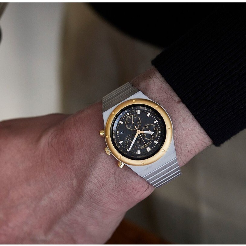 Citizen Eco-Drive AT2544-64E Chronograph Black Analog Gold Tone