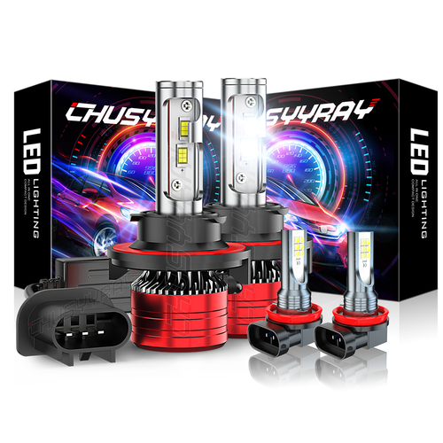 For Ford Mustang 2005-2012 6000K H13 LED Headlight High/Low + Fog Light Bulbs