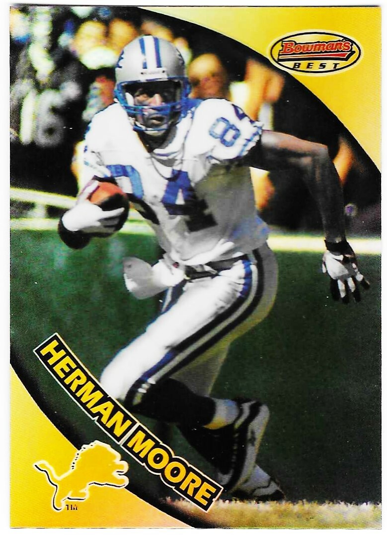 HERMAN MOORE 1997 BOWMAN'S BEST REFRACTOR SP CARD # 84 DETROIT LIONS FOOTBALL