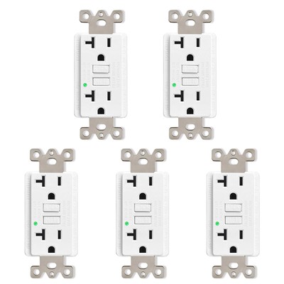 20A Amp GFCI Outlet Electrical Duplex Receptacle with Plate Non-TR ETL Listed ×5