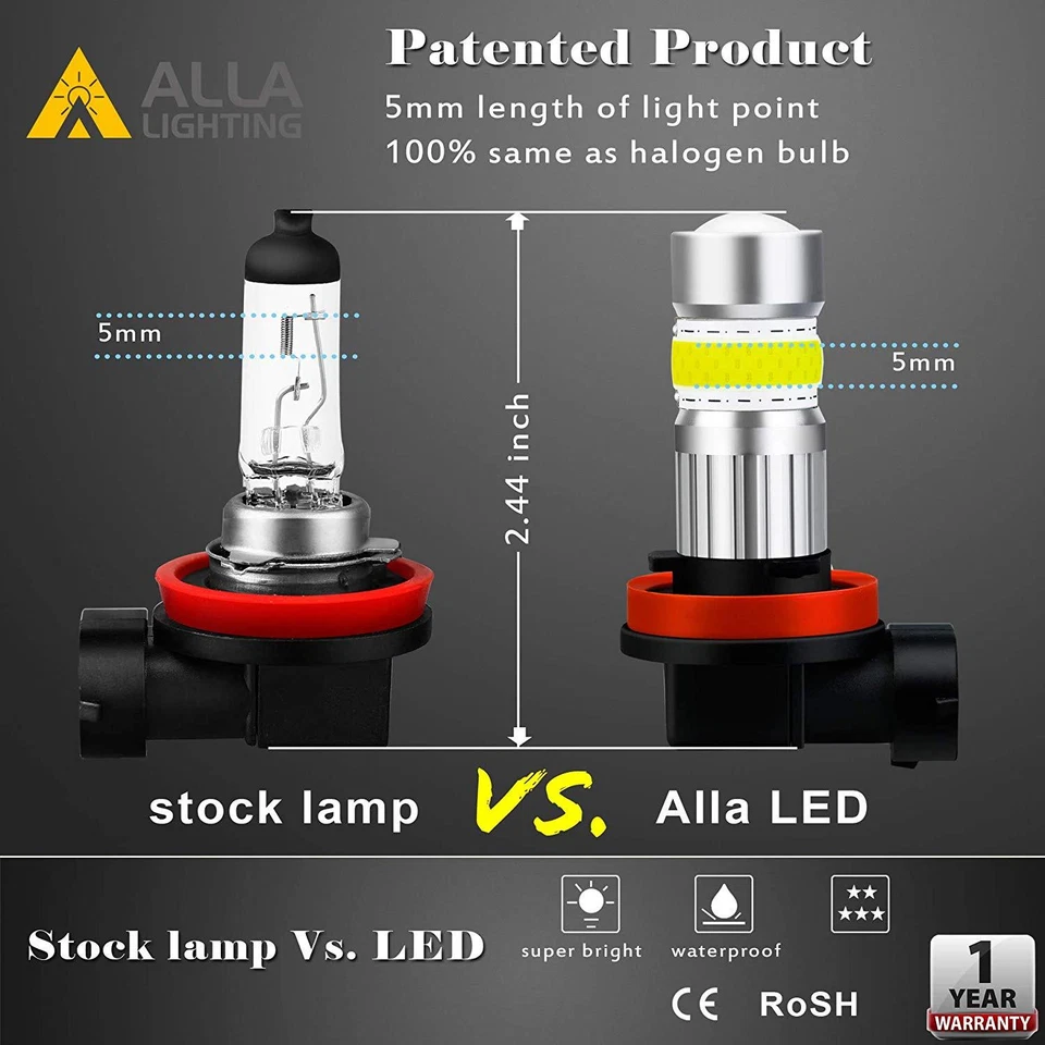 Alla Lighting 2504 72-LED 3000K Yellow Driving Fog Light Bulb Replacement Bright - Image 4 of 4