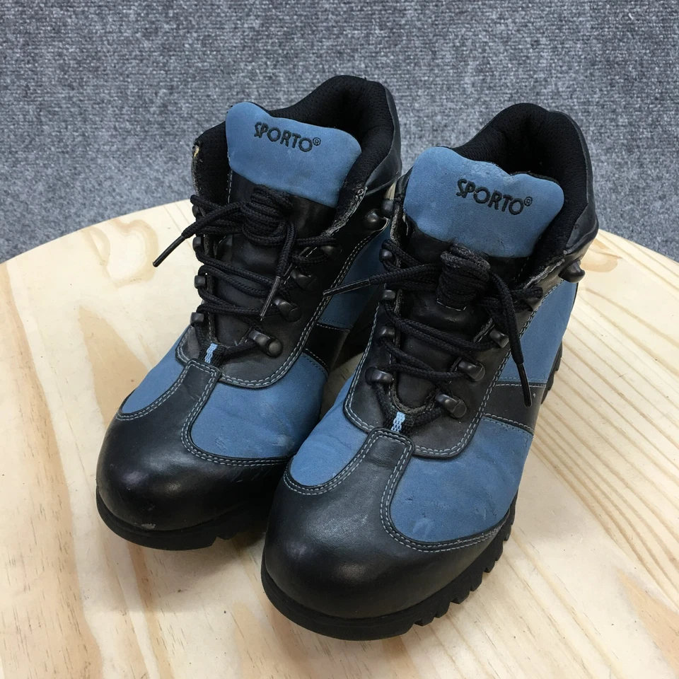 Sporto Waterproof Boots Womens 8 M Blue Faux Leather Ankle Top Round Lace Up - Image 3 of 4