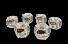 Toscany Classic Stackable Hexacube 24% Lead Crystal Candlesticks ~MCM Set of 6 