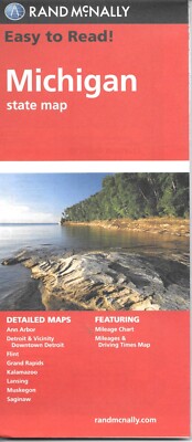 State Road Map of Michigan, Easy To Read! Rand McNally,  Discounted, see below