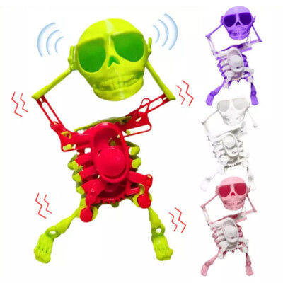 3D Dancing Skeleton Toy Clockwork Spring Self-moving Skull Swinging Bobblehead