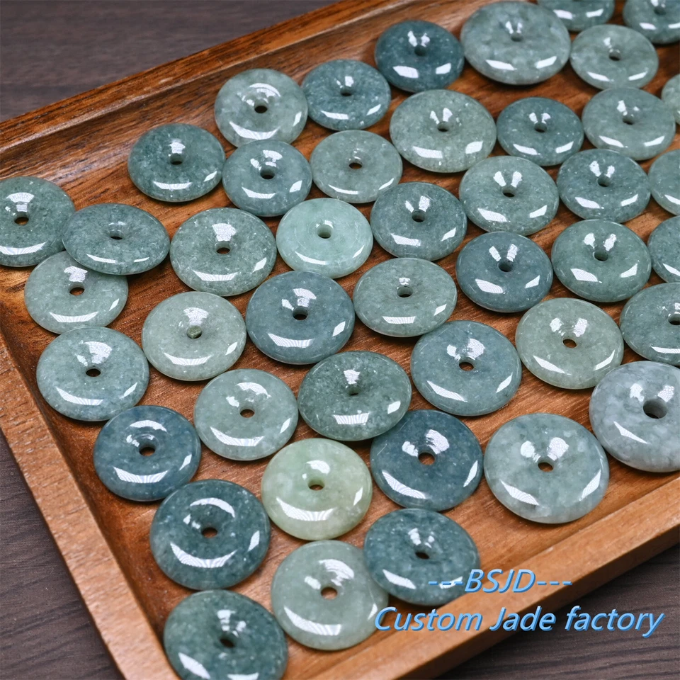 Donut jadeíta natural verde grado A jade hielo jadeíta cuentas redondas donut Foto 2 de 4