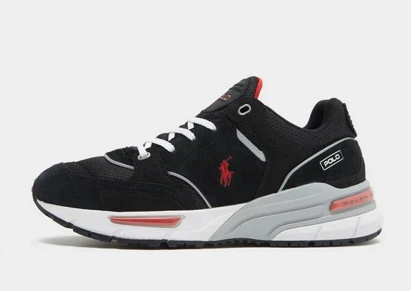Polo Ralph Lauren Trackster 250 Trainers Black/Red-ALL SIZES-Genuine-RRP £145