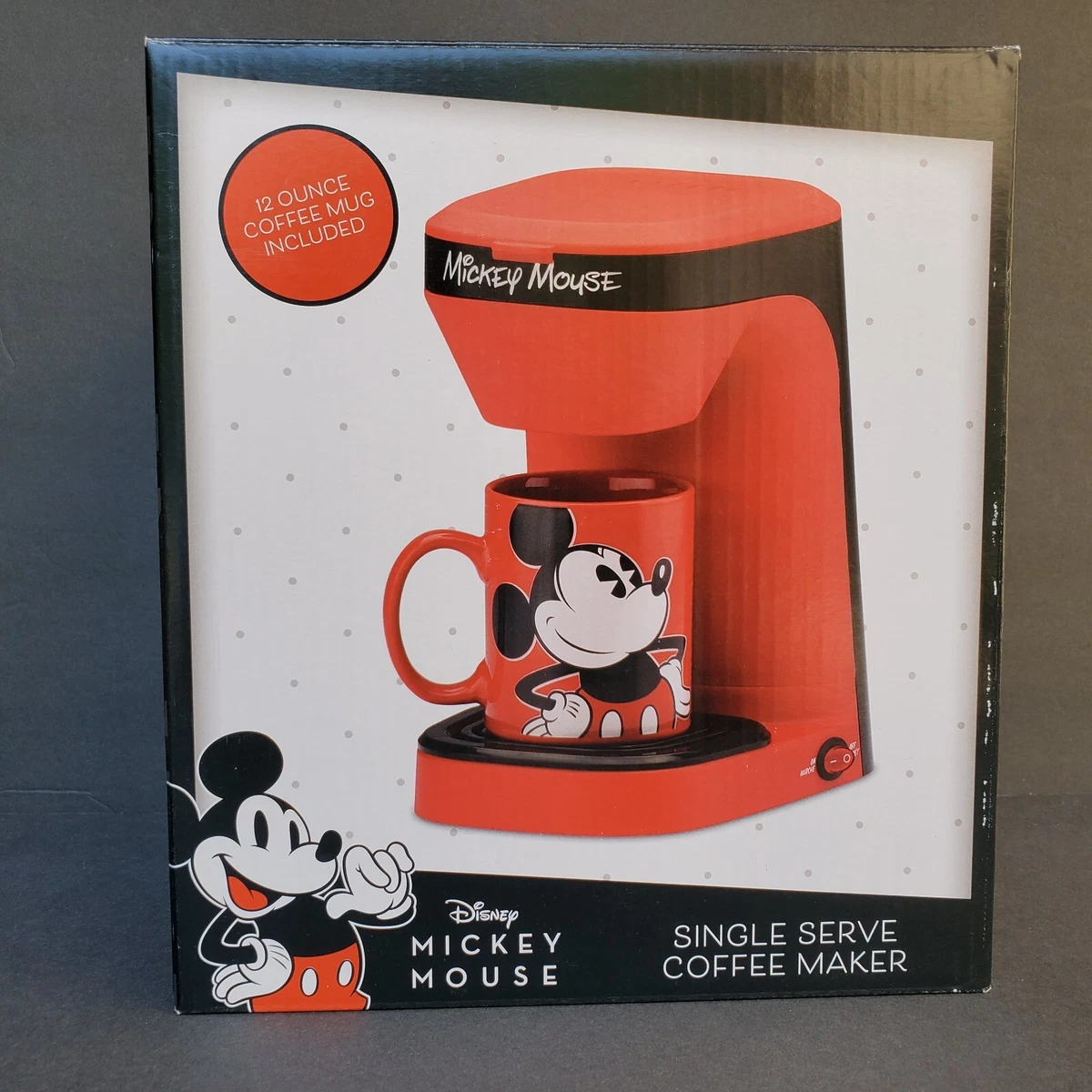 Disney Mickey Mouse 1-Cup Coffee Maker with 12 oz Mug