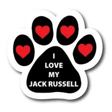 I Love My Jack Russell Pawprint Car Magnet 5" Paw Print Auto Truck Decal Magnet