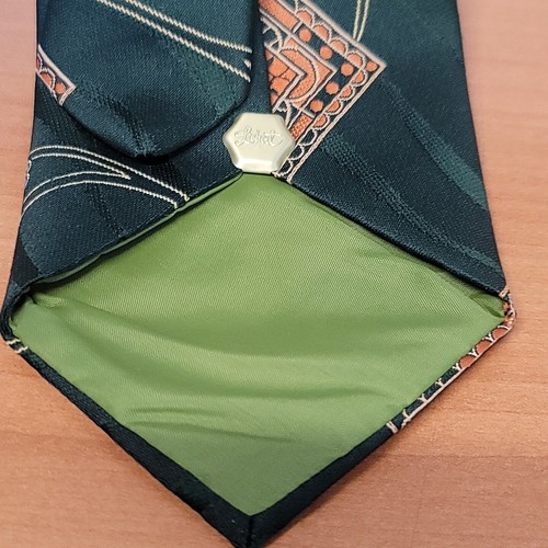 VINTAGE LIEBERT MENS POLYESTER GEOMETRIC GREEN NECKTIE TIE 56" 4" - Picture 2 of 6