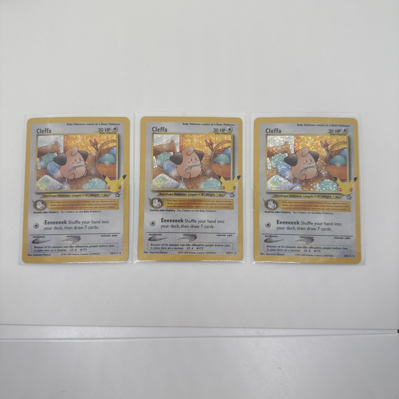 3 Pokémon TCG Cleffa Celebrations: Classic Collection 20/111 Holo Holo Rare