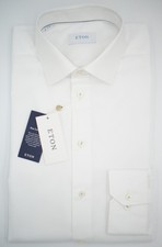 Eton White Shirt Micro Polka Dot Pattern Single Cuff Size 17.5 44 Contemporary