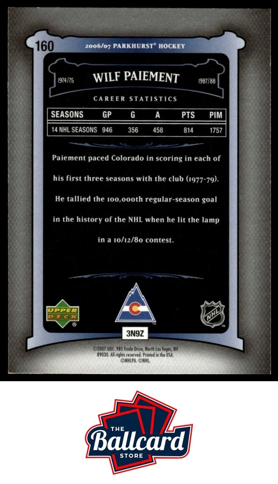 2006-07 Parkhurst #160 Wilf Paiement - Image 2 of 2