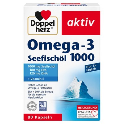 Doppelherz Seefischöl Omega-3 1000 - EPA und DHA 80 stück (1er Pack), Gelb 