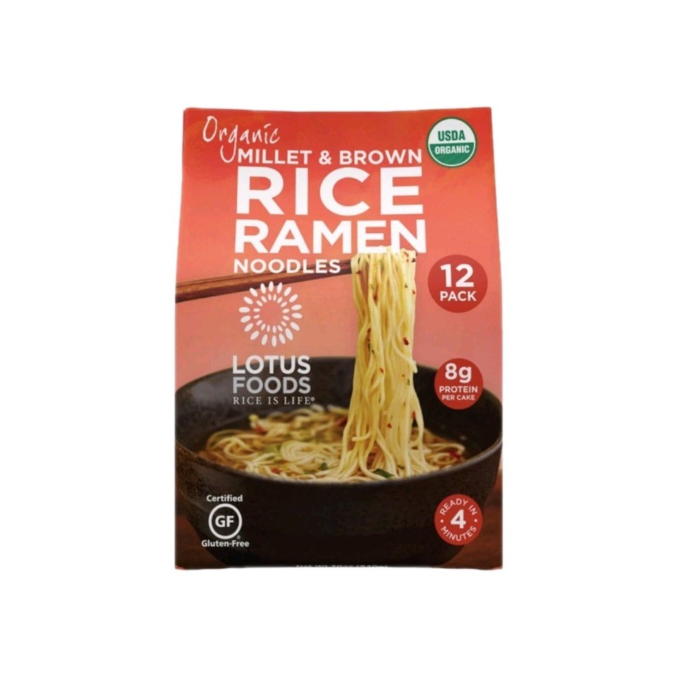 Lotus Foods Mijo Orgánico y Arroz Marrón Fideos Ramen GF Vegano Paquete de 12 30oz