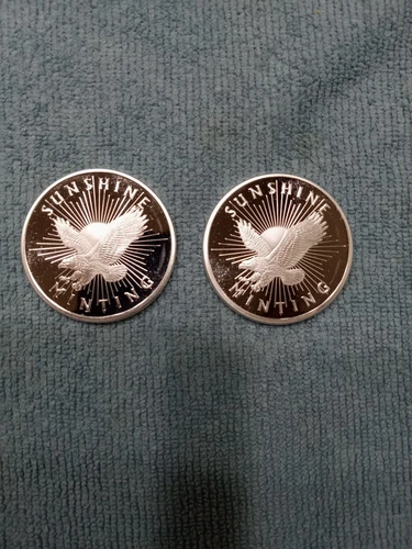 2-Sunshine Silver Eagle Rounds .999 Fine Silver (1 Troy oz. Each)