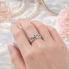 925 Sterling Silver Filigree Band Stacker Ring Size 6 Openwork Design Marked