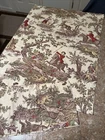 Vintage French Country Colonial Toile Fabric With Hunting Scene