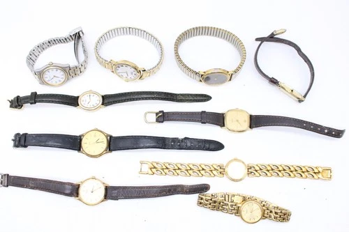 A x10 Vintage Ladies Seiko Gold Tone Quartz Wristwatches Not Tested