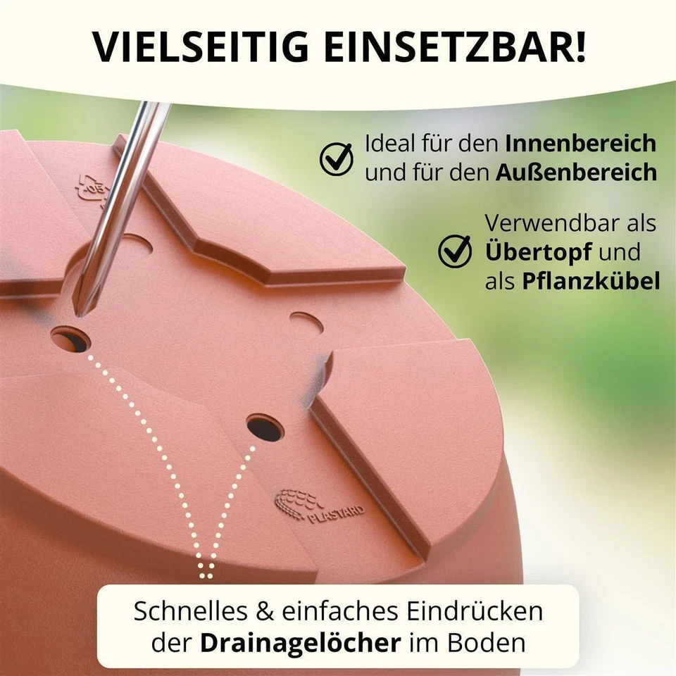 Blumentopf mit Untersetzer Pflanzkübel Blumentöpfe Blumenkübel Garten Topf rund - Bild 4 von 4
