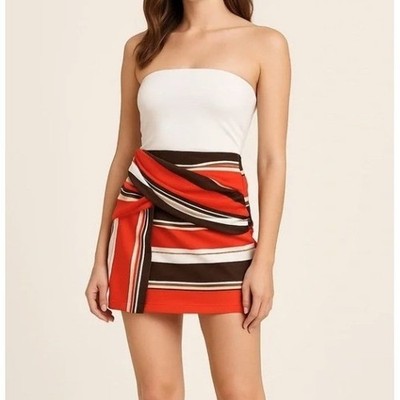 3.1 Phillip Lim Mini Skirt Red Brown Striped Women's size L