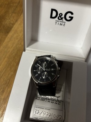 D&G DW3719770097 Unisex Sandpiper Chronograph Black Leather Black Dial Watch