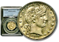 1910-D 25C Barber Head Quarter - PCGS AU53 - Denver CC964