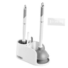 Toilet Brush and Plunger Set 4 in 1 Toilet Brush and Holder with Crevice Gray 1