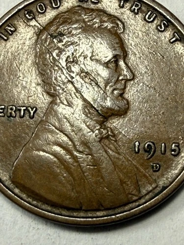 ** 1915-D XF LINCOLN CENT-  DIE CRACK MINT ERROR- RARE IN THIS GRADE 🔥**