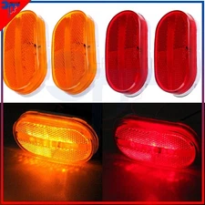 4" 6LED 2xAmber 2xRed Side Marker Clearance Light For Truck Trailer PickUp